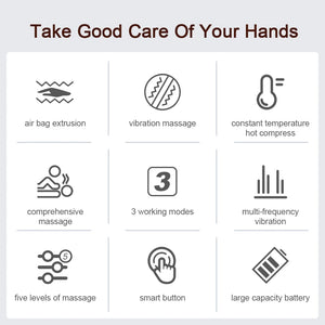 Electric Hand Massager Air Bag 3 Modes Hot Compress Kneading Hand Massage Machine Promote Finger Blood Circulation Relax Hands