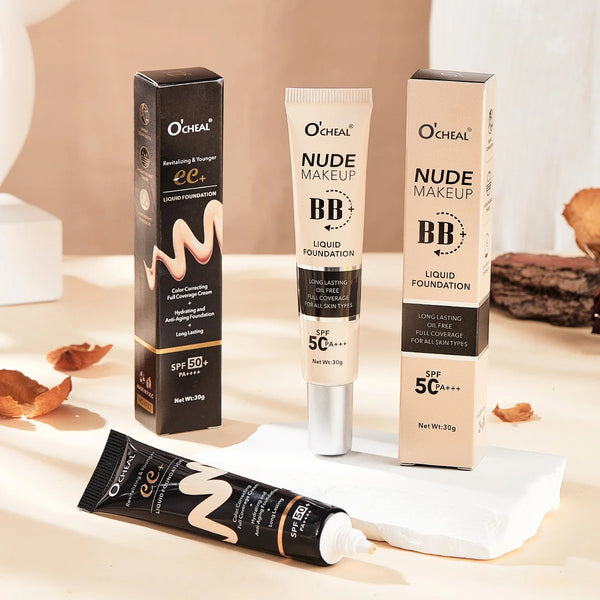 BB Cream SPF50 PA Plus Face Waterproof Foundation Long Lasting Brightening Primer Sunscreen Makeup Base Woman Makeup Cosmetics