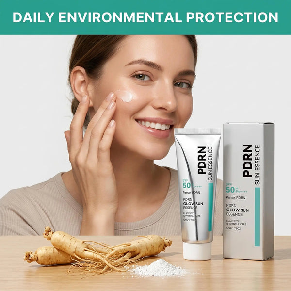 SPF 50 PDRN Facial Sunscreen Essence Broad Spectrum UV Defense Waterproof Moisturizing Refreshing Non Sticky Daily Face Sun Care