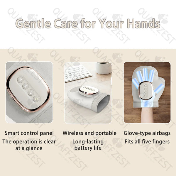 Electric Hand Massager with Airbag Compress Carpal Tunnel Wrist Finger Massagers Portable Vibrating Gloves Kneading Rollers