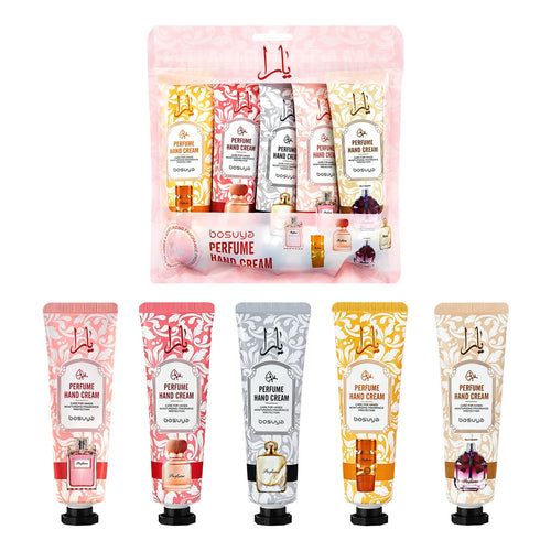 5pcs Perfume Fragrance Hand Cream Sets Moisturizing Non-sticky Hand Cream Nourishing Hydrating Anti Chapped Skin Care for Hands
