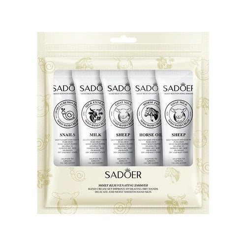 5pcs Hand Cream Gift Set – Infused with Goat Milk & Nourishing Oils for Deep Moisture and Restorative Care, 30g Squeeze Tubes