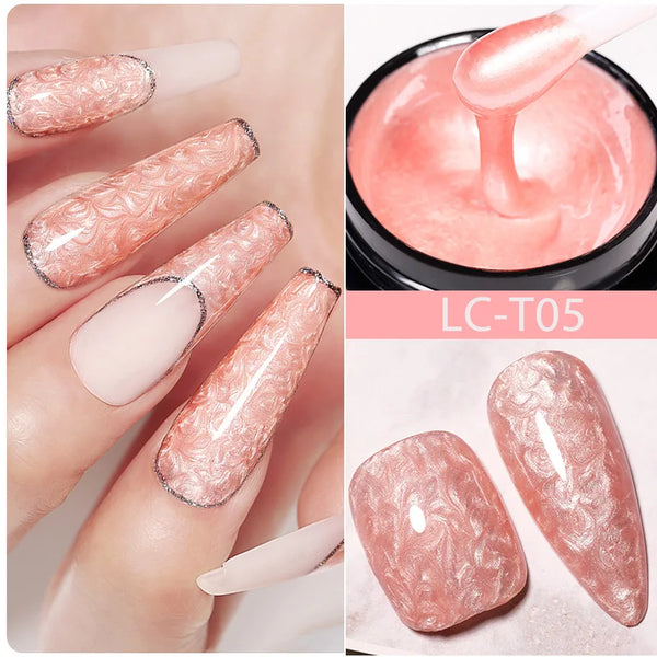 LILYCUTE 7ml Non Stick Hand Solid Extension Gel Nail Polish 3D Auroras Effect Carving Flower Function For Finger ProlongHard Gel