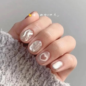 10pcs Love Cat Eye Handmade Press on Nails Simple Fake Nails False Nails Short Artificial Nail