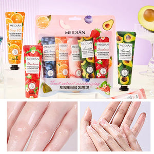 Meidian Fruit Fragrance Hand Cream Packaged Set of 5 Moisturizing and Hydrating Hand Cream Set for Autumn and Winter to Prevent Dryness and Cracking, Hand Care Cream for Skin Softening and Nourishment, Hand Moisturizing Cream
