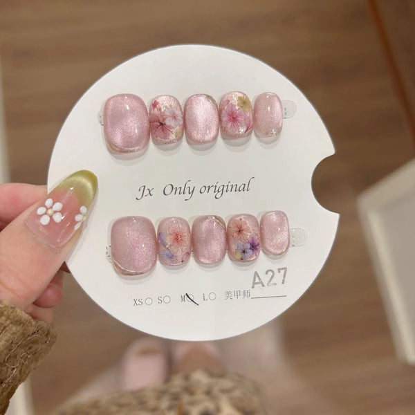 10pcs Love Cat Eye Handmade Press on Nails Simple Fake Nails False Nails Short Artificial Nail