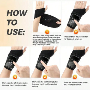 1pc Rechargeable Wrist Heating Pad With Massage, 3 Temperature & 3 Vibration Levels Adjustable, For Wrist & Ankle Relaxation, Suitable For Home, Gift, Work, Travel, Left & Right Hand