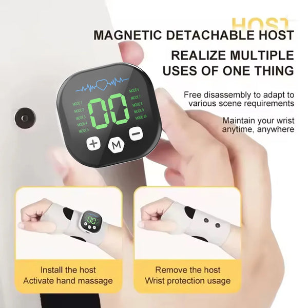 Electric Wrist Massager 5 Levels Compress 3 Levels Vibration Massage Wrist Guard Band Carpal Tunnel