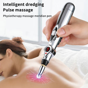 Electric Massage Pen Adjustable For Body Back Hand Massage Press And Relax Muscles, Battery Powered Silver