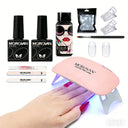 Poly Nail Gel Starter Kit with Mini UV Lamp Base Top Coat Sip Solution,Nail Art Tools for Beginner Starter DIY at Home Salon