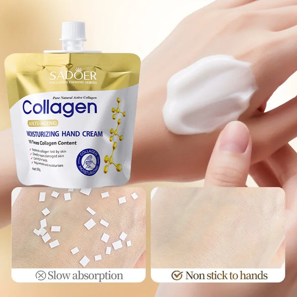 SADOER Collagen Moisturizing Hand Cream Anti Aging Replenish Whitening Repair Damaged Skin Hydrating Hands Skin Care