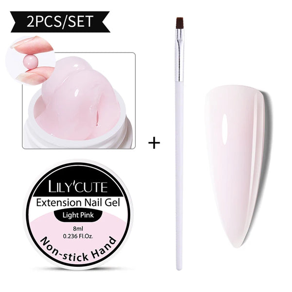 LILYCUTE 7ml Non Stick Hand Solid Extension Gel Nail Polish 3D Auroras Effect Carving Flower Function For Finger ProlongHard Gel