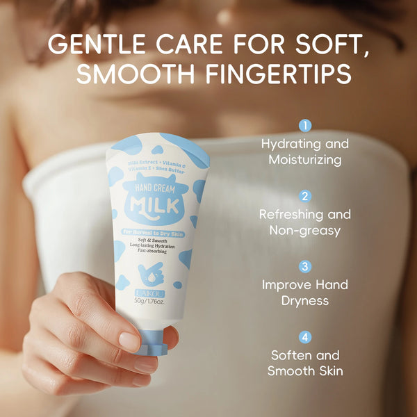 LAIKOU Milk Hand Cream Intensive Hydration Fast-Absorbing Smoothing Repair Dry Cracked Skin Vitamin C Enriched
