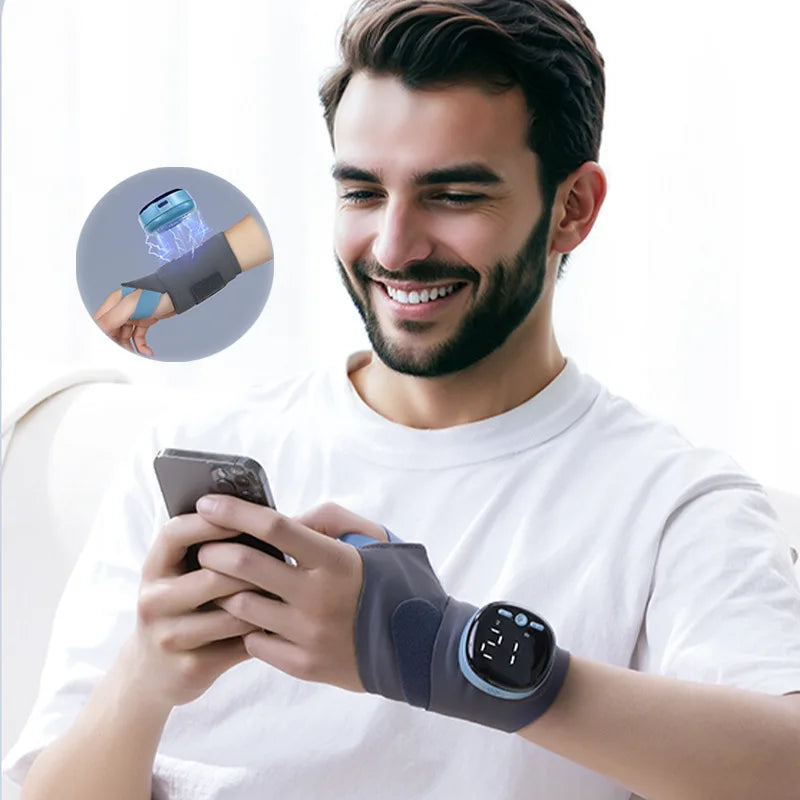 Electric Heating Wrist Massager EMS Wrist Guard Wrist Support Strap Hot Compress 3 Levels Vibration Massage Smart Wrist Massager