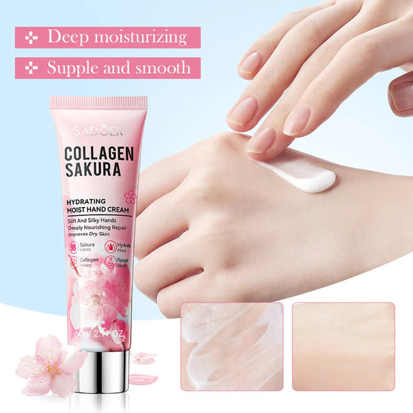 Collagen Cherry Blossom Moisturizing Smooth Hand Cream For Autumn And Winter Portable Dry Skin Moisturizing Cream
