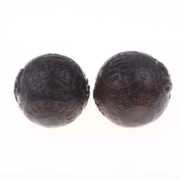 1Pair Sandalwood Handheld Ball Relief Walnut Handheld Ball Massage Exercise Healthcare Plaything Hand-Worn Ball