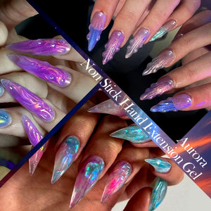 LILYCUTE 7ml Non Stick Hand Solid Extension Gel Nail Polish 3D Auroras Effect Carving Flower Function For Finger ProlongHard Gel