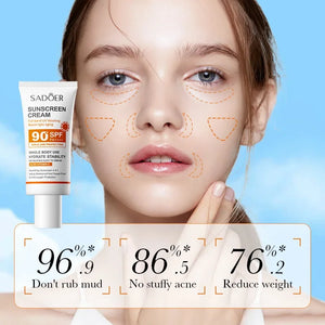 SADOER Spf 90+ Sunscreen For Face Whole Body Use Protector Solar UV Resistant Repairing Solar Blocker Facial Sunscreen