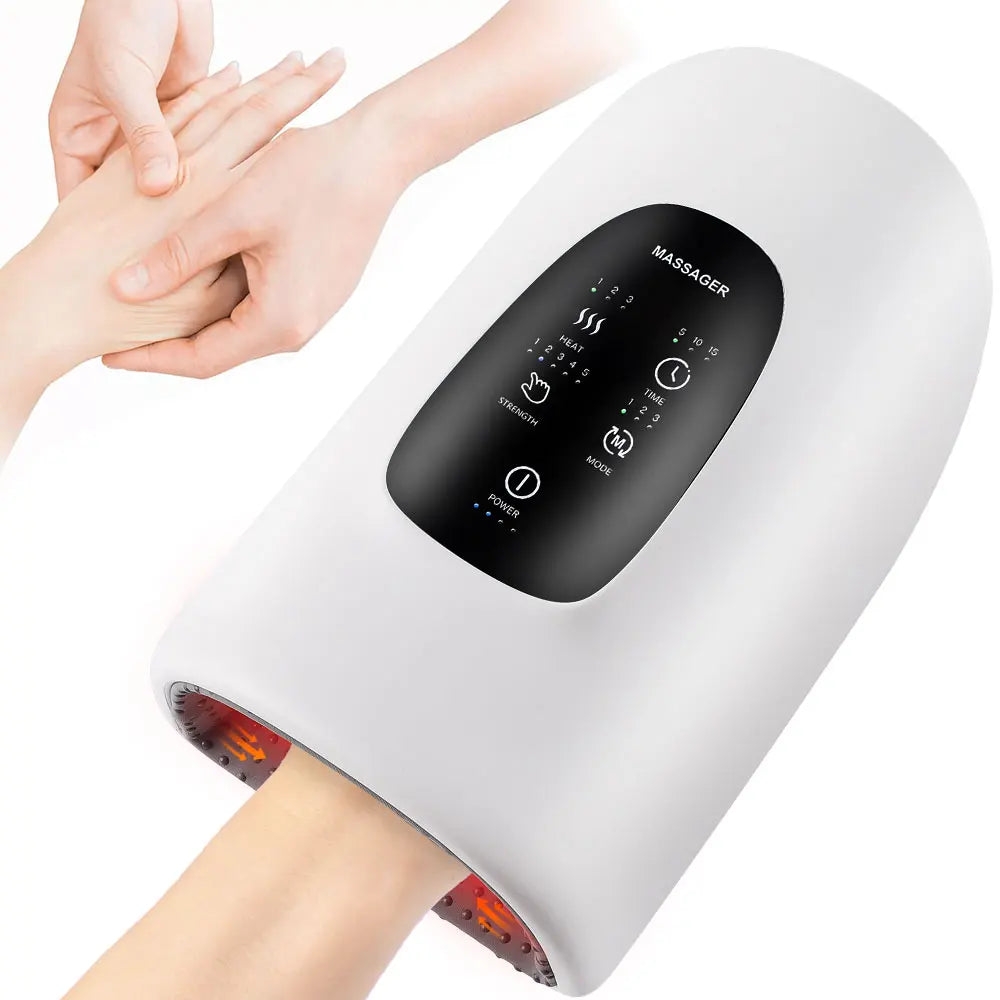 Cordless Electric Hand Massager with Air Pressure Hot Compress Palm Massage Hand Point Airbag Relieve Finger Wrist Muscle Relax