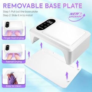 2-in-1 Hand Pillow UV/LED Nail Lamp – 96 Beads 2X Fast Drying, 4 Timer Modes & Removable Base Nail lamp fast drying