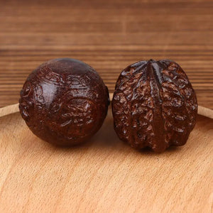 1Pair Sandalwood Handheld Ball Relief Walnut Handheld Ball Massage Exercise Healthcare Plaything Hand-Worn Ball