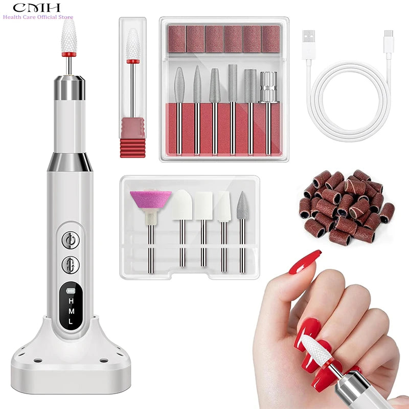 Upgraded Electric Nail Drill Cordless 12 Drill Bits 4000mAh Fast Charging Salon Grade Portable Manicure Pedicure Efficient Tool