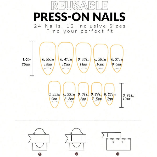 24pcs Upgrade Your Look With SRed Cat's Eye Almond Fully Covered False Nails 1pc Nail File & 1Nail Glue Sticker Kit Nails