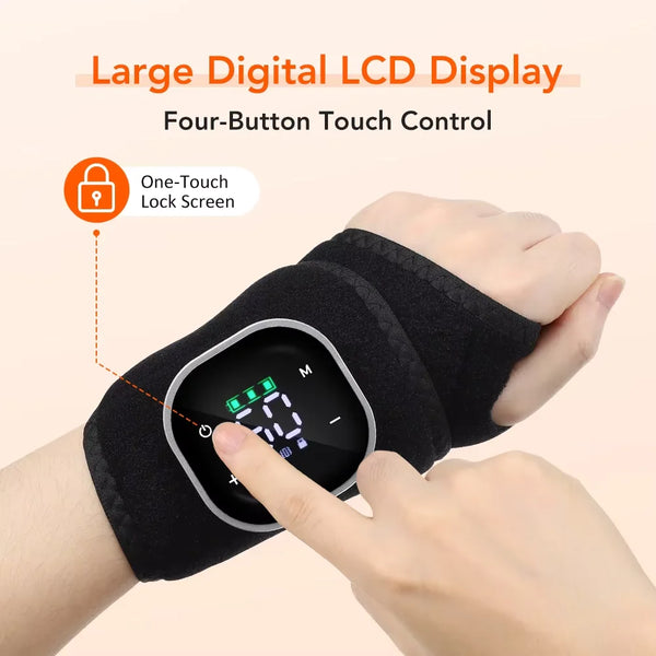 Electric Wrist Massager Heating Pad Vibration 5 Gears Hot Compress Wrist Guard Band USB Recharge Adjustable Wrist Protection