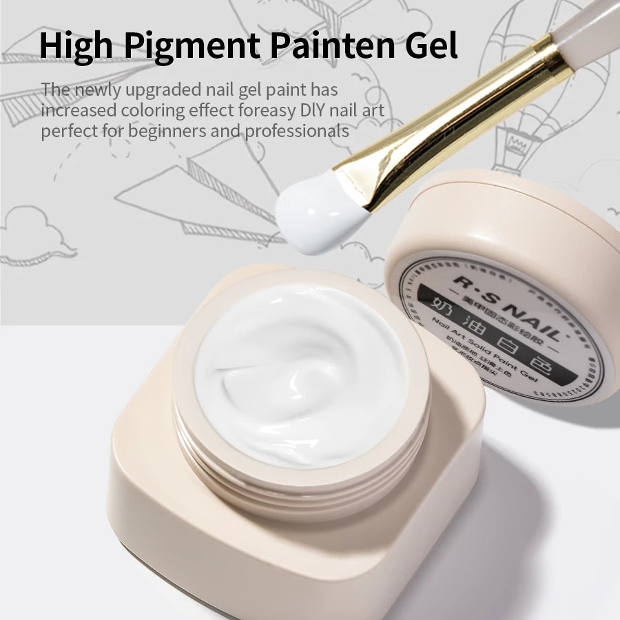RS NAIL 5g Painting Gel Nail Polish Black White Nail Painting Art Gel Line Flower Drawing Gel Semi-solid UV LED Soak Off Varnish