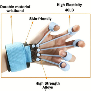 Finger Extensor Exerciser - Silicone Hand Grip Strengthening Trainer with Adjustable Resistance Band, Hand Expander for Enhance