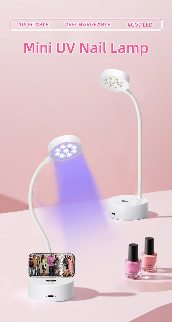 Rechargeable Adjustable UV LED Nail Lamp for Gel Polish Curing Professional Cordless Nail Dryer for Salon and Home Use