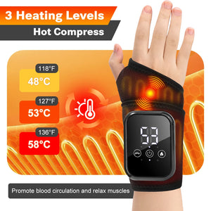 Electric Wrist Massager Heating Pad Vibration 5 Gears Hot Compress Wrist Guard Band USB Recharge Adjustable Wrist Protection