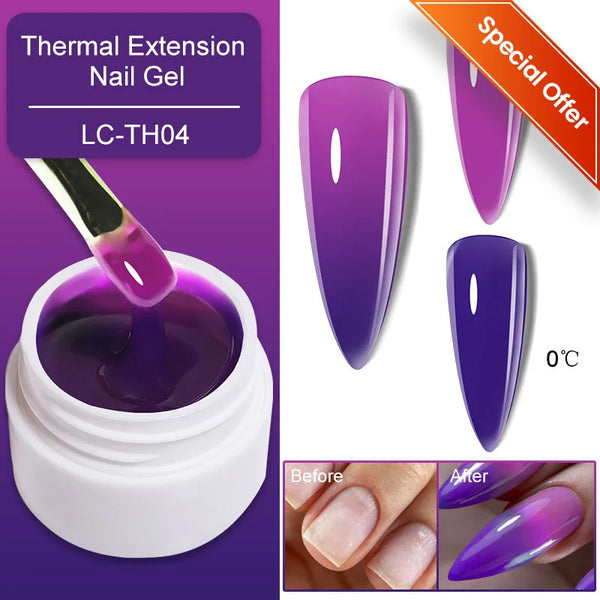 LILYCUTE 7ml Non Stick Hand Solid Extension Gel Nail Polish 3D Auroras Effect Carving Flower Function For Finger ProlongHard Gel