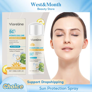 Sun Protection Spray Broad Spectrum SPF 50 UVA UVB Protection Sunburn Prevention Waterproof Lightweight Lasting Sunscreen Mist