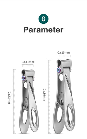 MR.GREEN Nail Clippers Wide Jaw Opening Stainless Steel Fingernail Clipper Thick Hard Toenail Cutter Manicure Scissors Tools