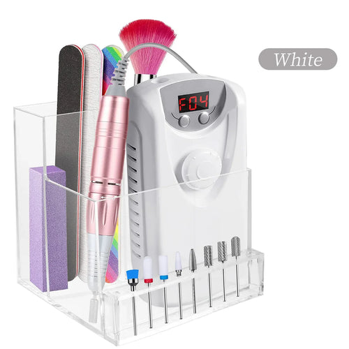 Transparent Nail Storage Box For Electric Manicure Drill Rack Nails Drills Storage Multi-Scene Use Profesional Manicure Tools