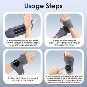 Cordless Wristband for Carpal Tunnel Muscle Fatigue Relief Belt 10 Modes 29 Levels EMS Microcurrent Wrist Guard Hand Massager