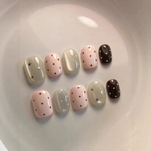10pcs Love Cat Eye Handmade Press on Nails Simple Fake Nails False Nails Short Artificial Nail
