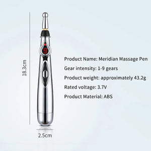 Electric Massage Pen Adjustable For Body Back Hand Massage Press And Relax Muscles, Battery Powered Silver