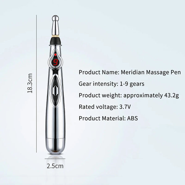 Electric Massage Pen Adjustable For Body Back Hand Massage Press And Relax Muscles, Battery Powered Silver