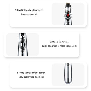 Electric Massage Pen Adjustable For Body Back Hand Massage Press And Relax Muscles, Battery Powered Silver