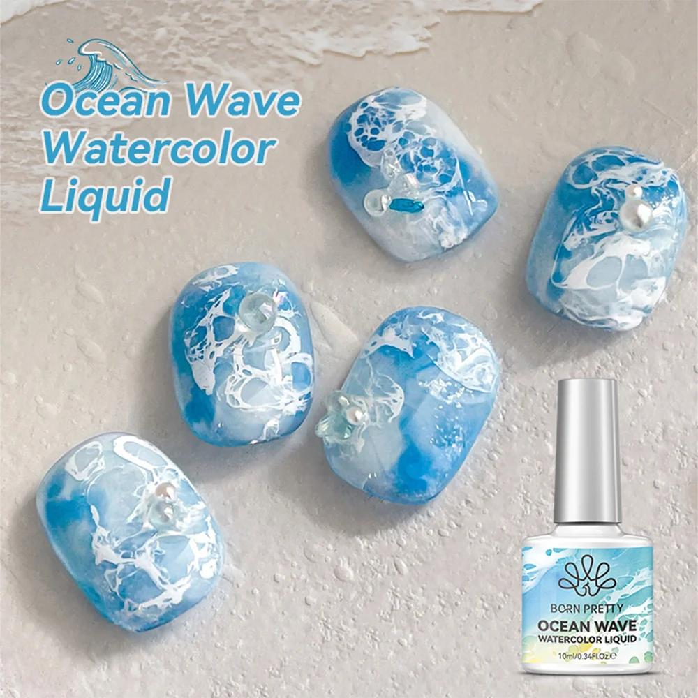 10ml White Ocean Wave Watercolor Nail Gel Polish 3s Spreading White Bubble Lace Design Nail Art Varnish Soak Off UV LED Nail Art