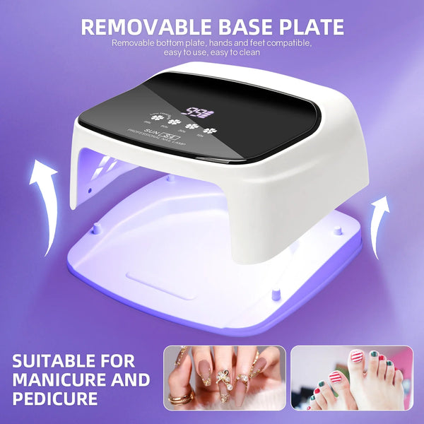288W Professional Nail Lamp Rechargeable 66LEDS UV LED Nail Drying Lamp Cordless Manicure Lamp With 5Timer Setting Smart Sensor