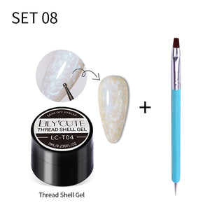 LILYCUTE 7ml Non Stick Hand Solid Extension Gel Nail Polish 3D Auroras Effect Carving Flower Function For Finger ProlongHard Gel