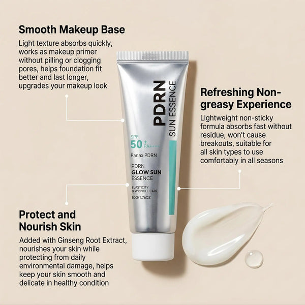 SPF 50 PDRN Facial Sunscreen Essence Broad Spectrum UV Defense Waterproof Moisturizing Refreshing Non Sticky Daily Face Sun Care