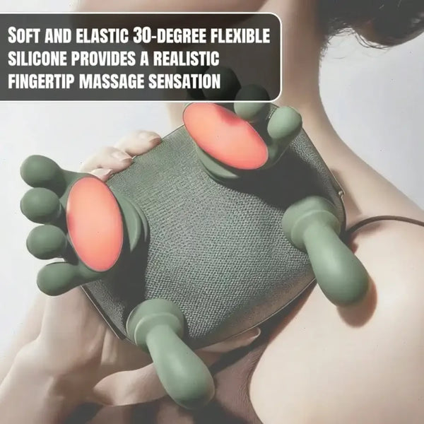 Advanced 4D Shiatsu Neck and Shoulder Massager with Heat & Finger Massage - Wireless, Deep Tissue, Simulated Human Hand Design