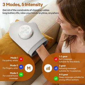 Electric Hand Massager Air Pressure Kneading Wrist Massager Airbag Finger Massage Glove Hot Compress Acupoint Finger masajeador