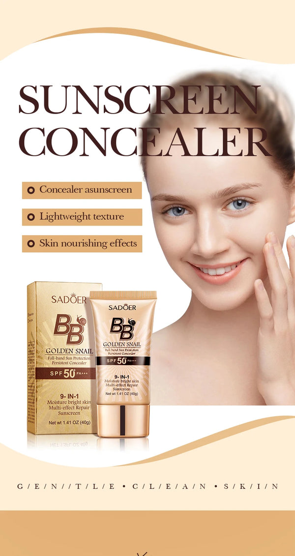 SPF50 Sunscreen BB Cream Face Makeup Foundation Primer Moisturizer Concealer Sun Block Protection Isolation