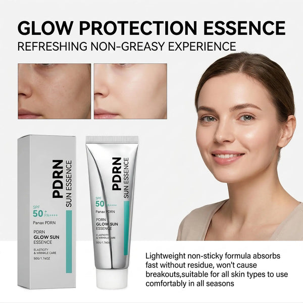 SPF 50 PDRN Facial Sunscreen Essence Broad Spectrum UV Defense Waterproof Moisturizing Refreshing Non Sticky Daily Face Sun Care