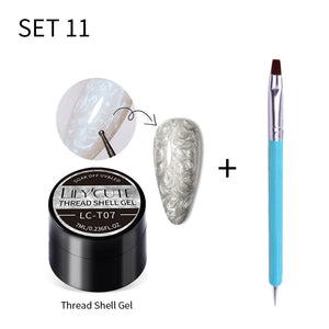 LILYCUTE 7ml Non Stick Hand Solid Extension Gel Nail Polish 3D Auroras Effect Carving Flower Function For Finger ProlongHard Gel